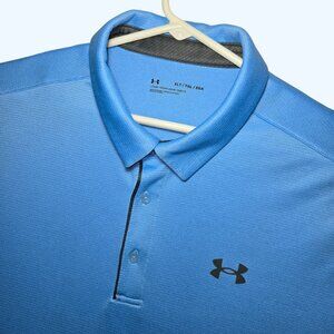 Under Armour Polo Mens XLT XL Tall Baby Blue Short Sleeve Performance Loose Fit